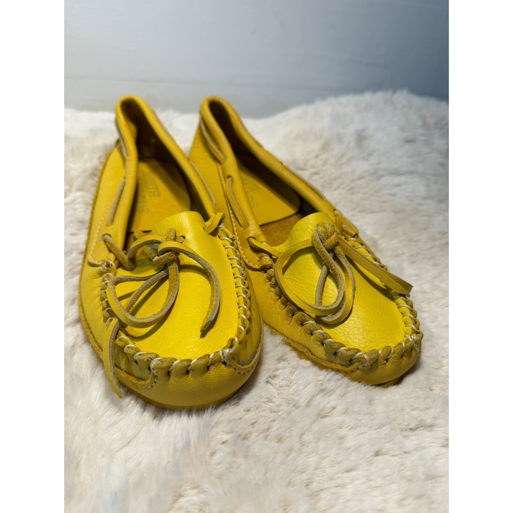 North Woods Yellow Leather Loafer Vintage 90s Coastal Grandma Tassel Flats 7.5